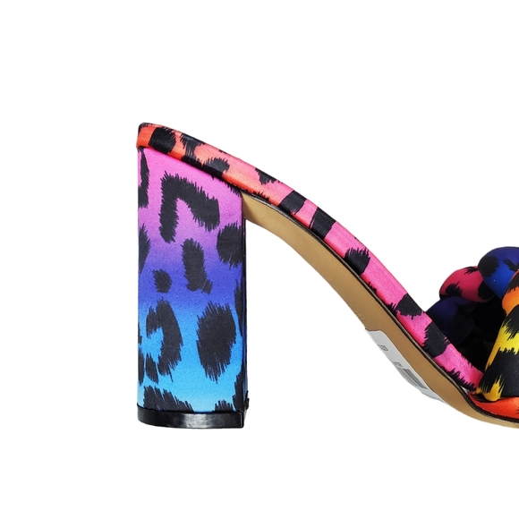 NY&C Womens Colorful Animal Print Satin Square Toe Block Heel Shoes Size 6.5 - Picture 8 of 10